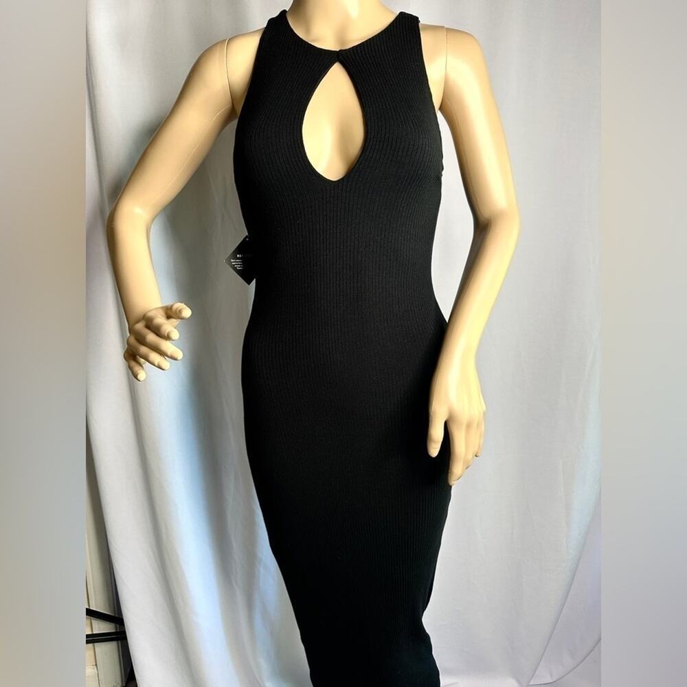 Nasty Gal Black Dress NWT Ribbed Stretch Sexy Cleavage Brand New - Picture 8 of 8